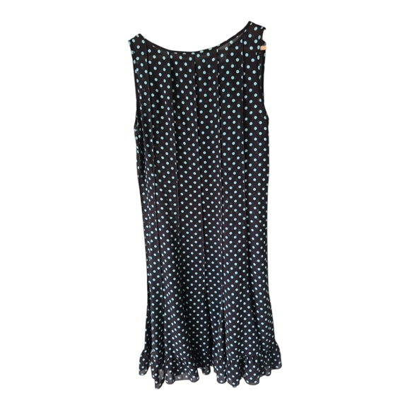 VTG Sandra Darren Dress 12P Women Pleated Ruffle Polka Dot Cottagecore - Picture 1 of 13